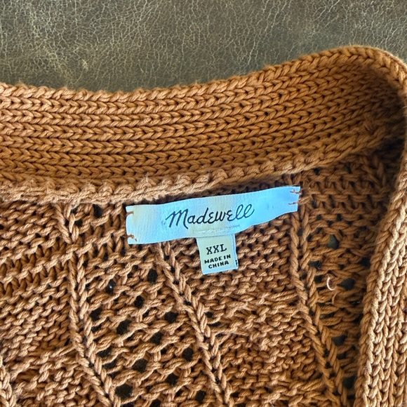 Madewell open stitch cable cotton brown Knit Cardigan - Picture 4 of 7